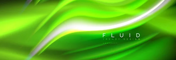 Flüssige Farbe Neon Wellenlinien Hintergrund, flüssige Farbe Neon futuristische Farbschablone — Stockvektor