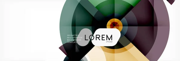 Círculos geométricos mínimos y triángulos fondo abstracto, techno diseño moderno, plantilla de póster — Archivo Imágenes Vectoriales