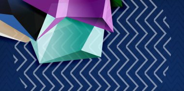 Renkli geometrik arka plan, en az düzeyde soyutlama tasarım mozaik tarzı 3d şekil ile