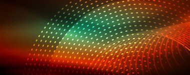 Işık parçacıkları karanlık neon uzayda parlayan, magic kızdırma parlak arka plan