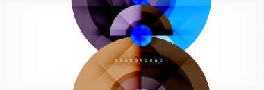 En az geometrik daireler ve üçgenler soyut arka plan, techno modern tasarımı, afişi şablonu