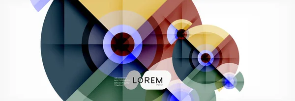 Círculos geométricos mínimos e triângulos fundo abstrato, techno design moderno, modelo de cartaz — Vetor de Stock