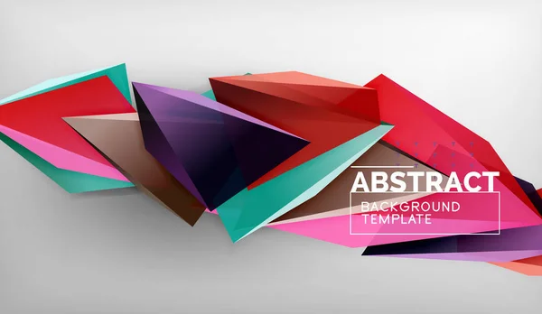 3D geometriska trekantiga former abstrakt bakgrund, färg trianglar sammansättning på grå bakgrund, business eller hi-tech konceptuella tapeter — Stock vektor