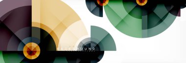 En az geometrik daireler ve üçgenler soyut arka plan, techno modern tasarımı, afişi şablonu