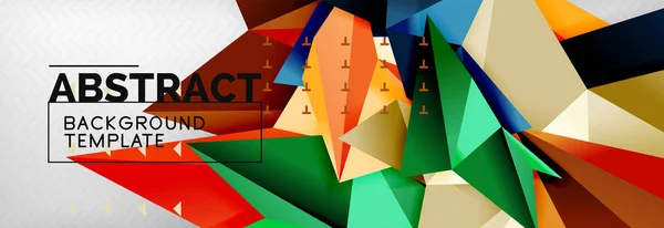 Mosaïque triangulaire 3d formes composition, fond moderne géométrique. Conception de triangles et polygones — Image vectorielle