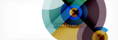 En az geometrik daireler ve üçgenler soyut arka plan, techno modern tasarımı, afişi şablonu