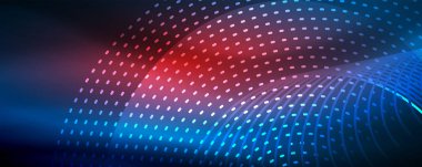 Işık parçacıkları karanlık neon uzayda parlayan, magic kızdırma parlak arka plan