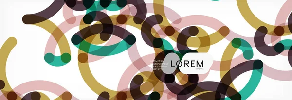 Gekrulde lijnen abstract achtergrond, kleur overlappende lineaire textuur — Stockvector