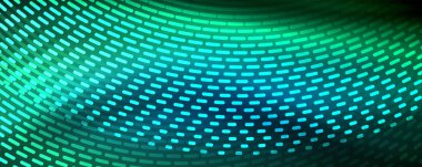 Işık parçacıkları karanlık neon uzayda parlayan, magic kızdırma parlak arka plan