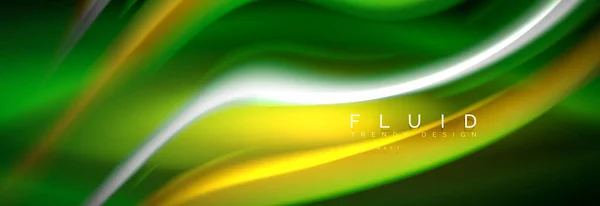 Fondo de líneas de onda de neón de color fluido, plantilla de pintura futurista de color líquido de neón — Vector de stock