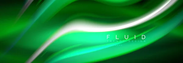 Fondo de líneas de onda de neón de color fluido, plantilla de pintura futurista de color líquido de neón — Vector de stock