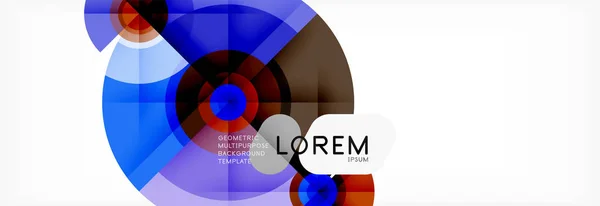 Círculos geométricos mínimos y triángulos fondo abstracto, techno diseño moderno, plantilla de póster — Archivo Imágenes Vectoriales