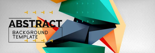 Composição triangular colorida brilhante do poli 3d, fundo geométrico abstrato, projeto mínimo, modelo futurista poligonal do cartaz — Vetor de Stock