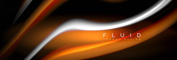 Fundo de linhas de onda de néon de cor fluida, modelo de tinta futurista de cor líquida de néon —  Vetores de Stock