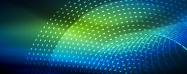 Işık parçacıkları karanlık neon uzayda parlayan, magic kızdırma parlak arka plan