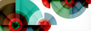 En az geometrik daireler ve üçgenler soyut arka plan, techno modern tasarımı, afişi şablonu