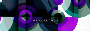 En az geometrik daireler ve üçgenler soyut arka plan, techno modern tasarımı, afişi şablonu