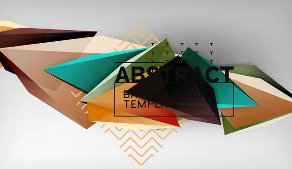 3d formes géométriques triangulaires fond abstrait, composition de triangles de couleur sur fond gris, papier peint conceptuel d'affaires ou de haute technologie — Image vectorielle