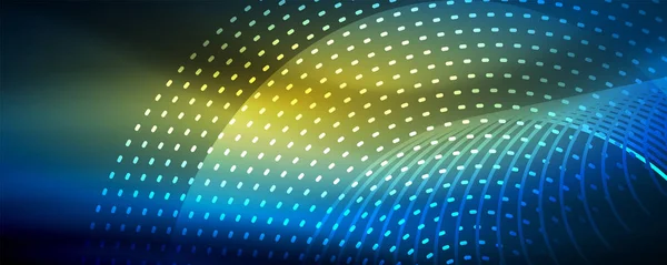 Işık parçacıkları karanlık neon uzayda parlayan, magic kızdırma parlak arka plan