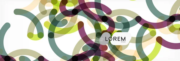 Lignes bouclées fond abstrait, couleur chevauchant texture linéaire — Image vectorielle