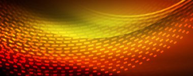 Işık parçacıkları karanlık neon uzayda parlayan, magic kızdırma parlak arka plan