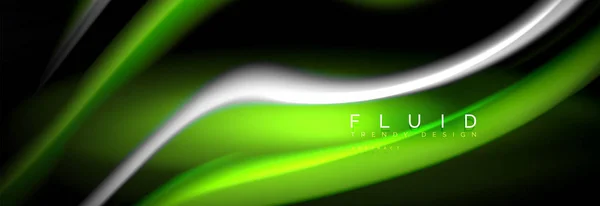 Flüssige Farbe Neon Wellenlinien Hintergrund, flüssige Farbe Neon futuristische Farbschablone — Stockvektor