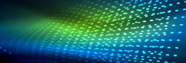 Işık parçacıkları karanlık neon uzayda parlayan, magic kızdırma parlak arka plan