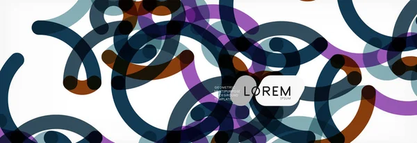 Lignes bouclées fond abstrait, couleur chevauchant texture linéaire — Image vectorielle