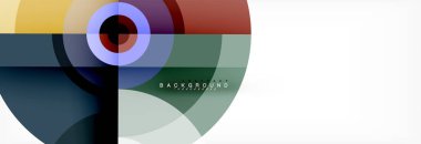 En az geometrik daireler ve üçgenler soyut arka plan, techno modern tasarımı, afişi şablonu