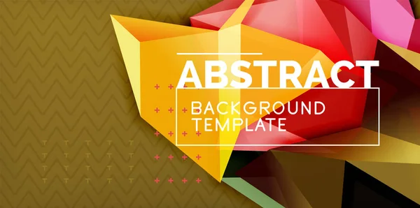 Color geometric abstract background, minimal abstraction design with mosaic style 3d shape — Stock Vector