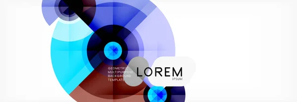 Círculos geométricos mínimos y triángulos fondo abstracto, techno diseño moderno, plantilla de póster — Archivo Imágenes Vectoriales