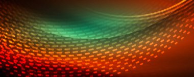 Işık parçacıkları karanlık neon uzayda parlayan, magic kızdırma parlak arka plan