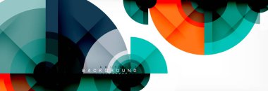 En az geometrik daireler ve üçgenler soyut arka plan, techno modern tasarımı, afişi şablonu