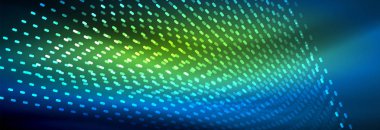 Işık parçacıkları karanlık neon uzayda parlayan, magic kızdırma parlak arka plan