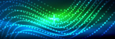 Koyu, parlak hareket, sihirli alan ışık parlayan soyut dalga. Vektör techno arka plan