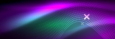 Koyu, parlak hareket, sihirli alan ışık parlayan soyut dalga. Vektör techno arka plan