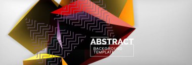 Koyu renkli geometrik arka plan, 3d şekiller