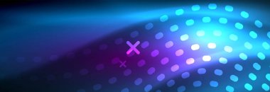 Koyu, parlak hareket, sihirli alan ışık parlayan soyut dalga. Vektör techno arka plan