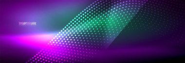 Koyu, parlak hareket, sihirli alan ışık parlayan soyut dalga. Vektör techno arka plan