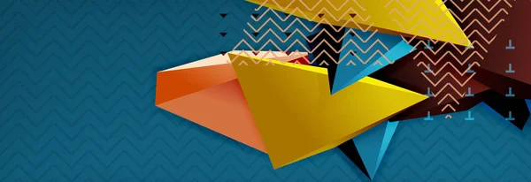 Vector 3d formas triangulares fundo abstrato, origami modelo futurista com linhas —  Vetores de Stock