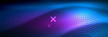 Koyu, parlak hareket, sihirli alan ışık parlayan soyut dalga. Vektör techno arka plan