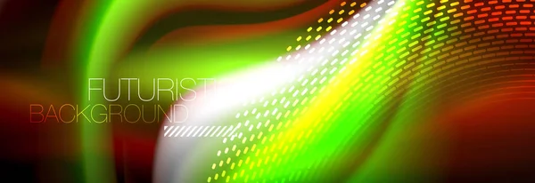 Płynu kolory mieszanie neon świecące tło fala, holograficzne tekstury — Wektor stockowy