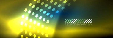 Koyu, parlak hareket, sihirli alan ışık parlayan soyut dalga. Vektör techno arka plan