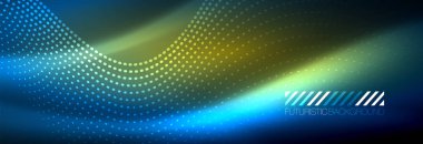 Koyu, parlak hareket, sihirli alan ışık parlayan soyut dalga. Vektör techno arka plan