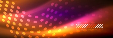 Koyu, parlak hareket, sihirli alan ışık parlayan soyut dalga. Vektör techno arka plan