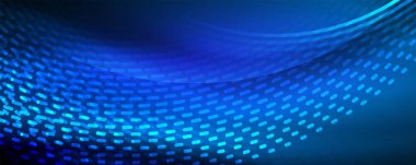 Işık parçacıkları karanlık neon uzayda parlayan, magic kızdırma parlak arka plan