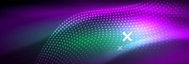 Koyu, parlak hareket, sihirli alan ışık parlayan soyut dalga. Vektör techno arka plan