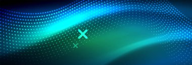 Koyu, parlak hareket, sihirli alan ışık parlayan soyut dalga. Vektör techno arka plan