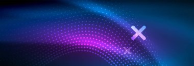 Koyu, parlak hareket, sihirli alan ışık parlayan soyut dalga. Vektör techno arka plan