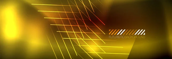 Linee techno incandescente al neon, hi-tech futuristico modello astratto di sfondo con linee — Vettoriale Stock